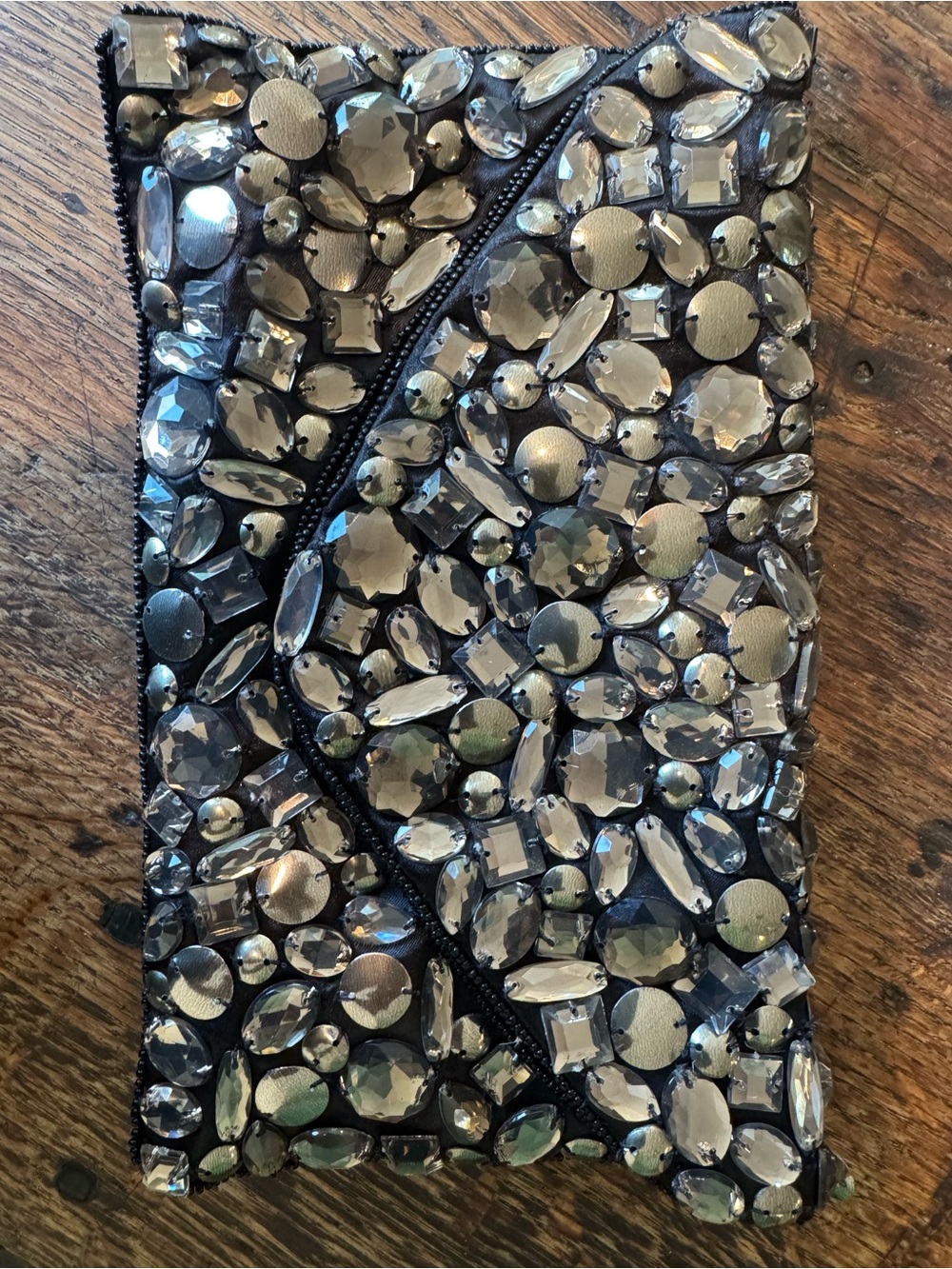 Abercrombie and Fitch Bejeweled Black Rhinestone Clutch